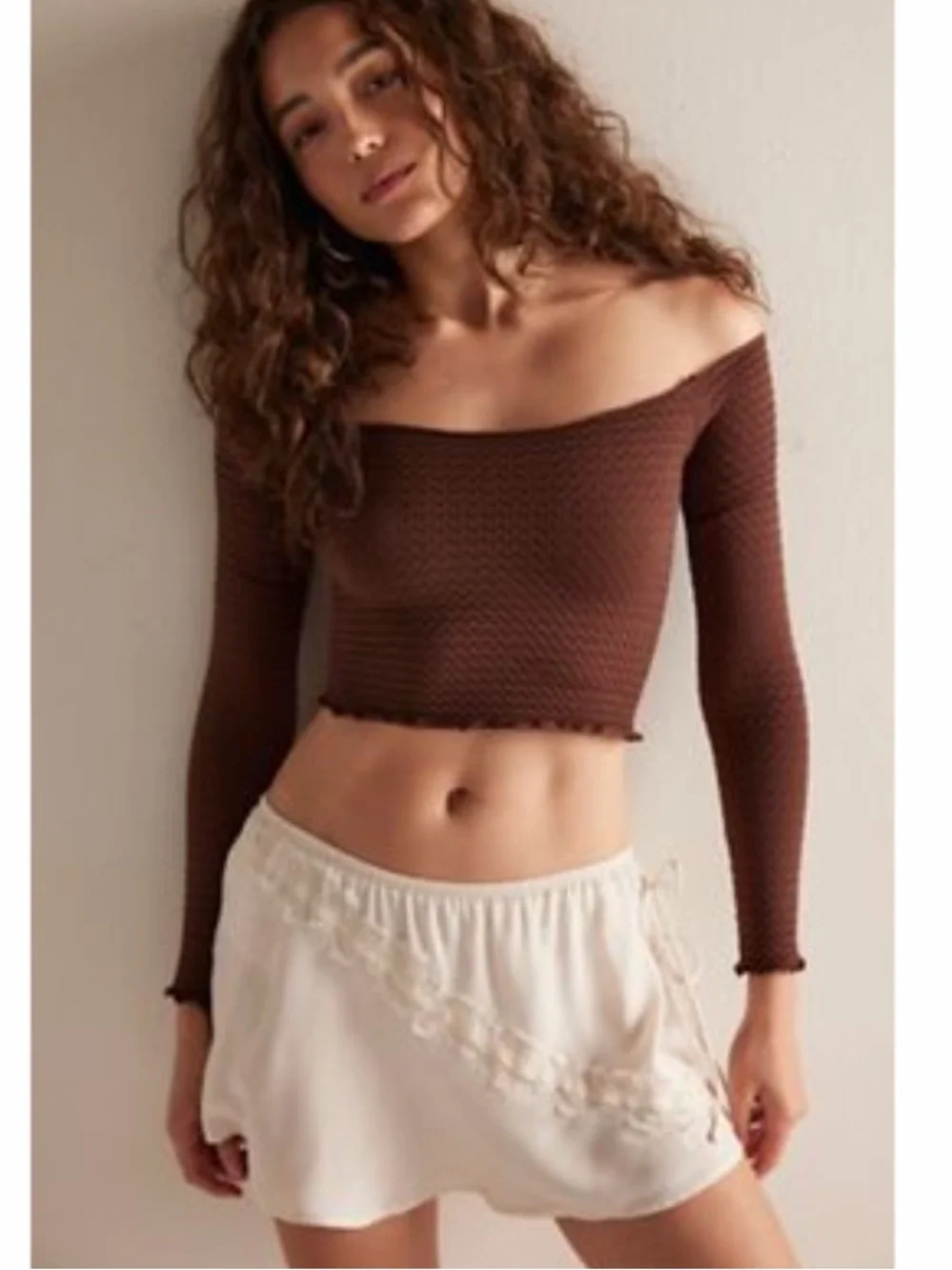 Free People Textured Long Sleeve Top